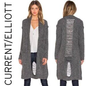 Current/Elliott Slash‎ Pocket Cardigan Open Front Soft Alpaca Cut outs Women 1 S